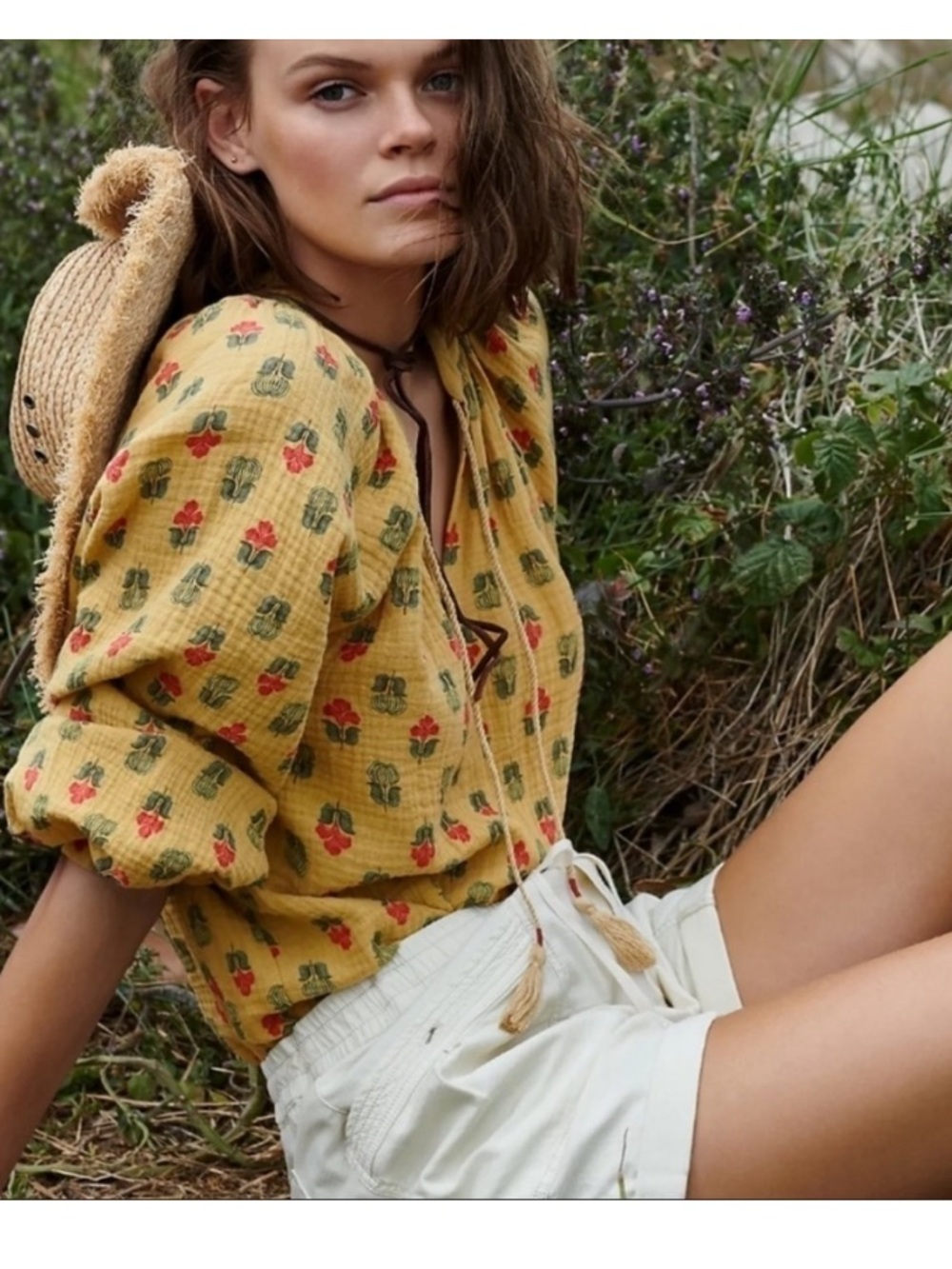Anthropologie Porridge Elizabeth Peasant Gauzy Cotton Blouse Small